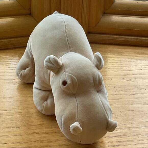 10" My Natural Beige Hippo Plush Stuffed Animal Toy - Picture 3 of 7